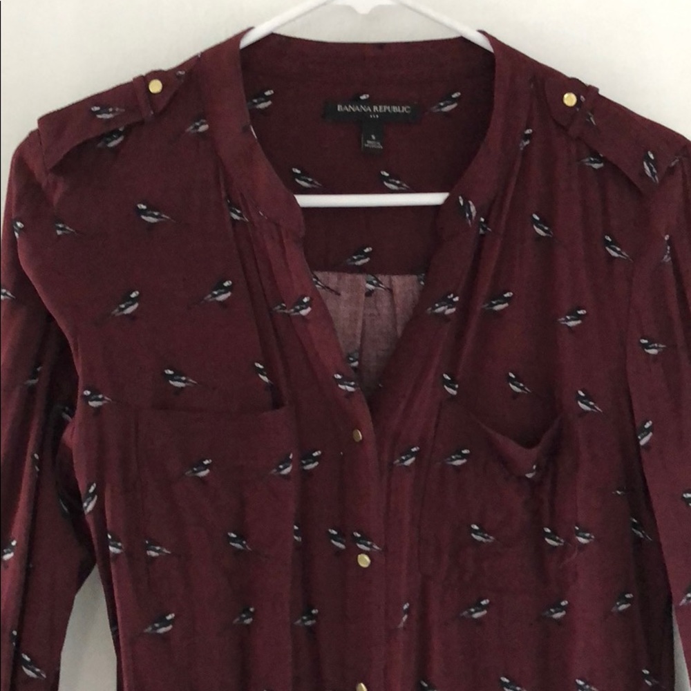 bird print buttondown